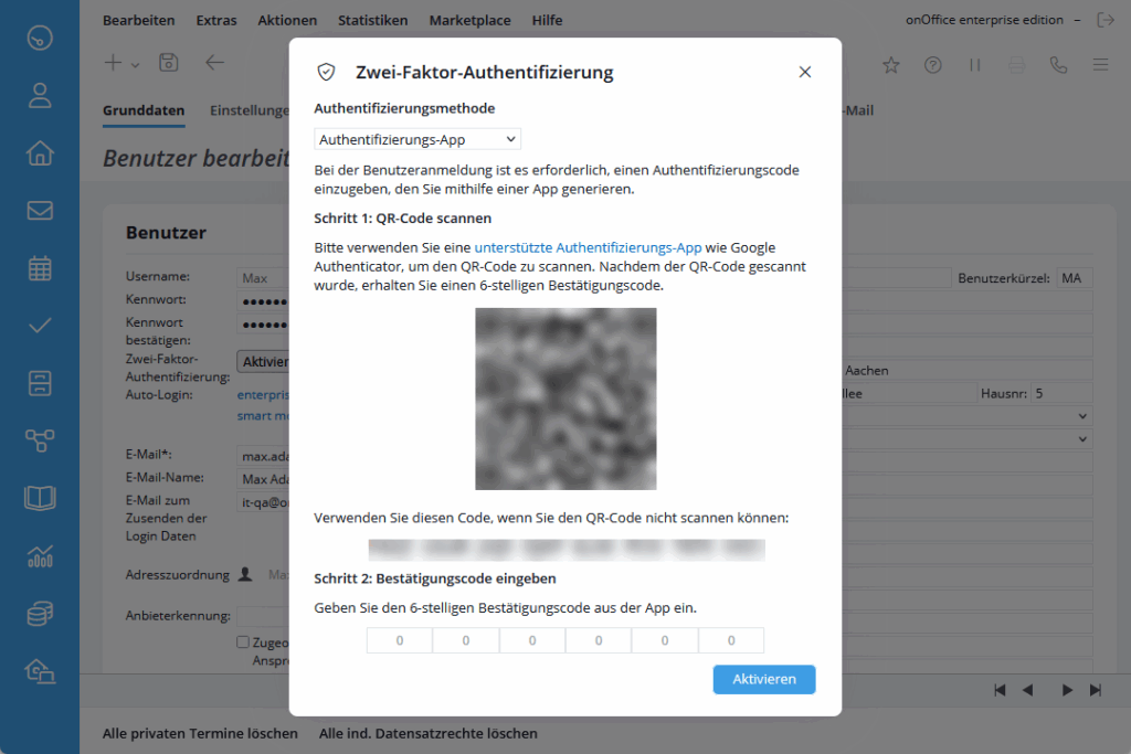 Einrichtung der 2FA Methode Authentifizierungs-App