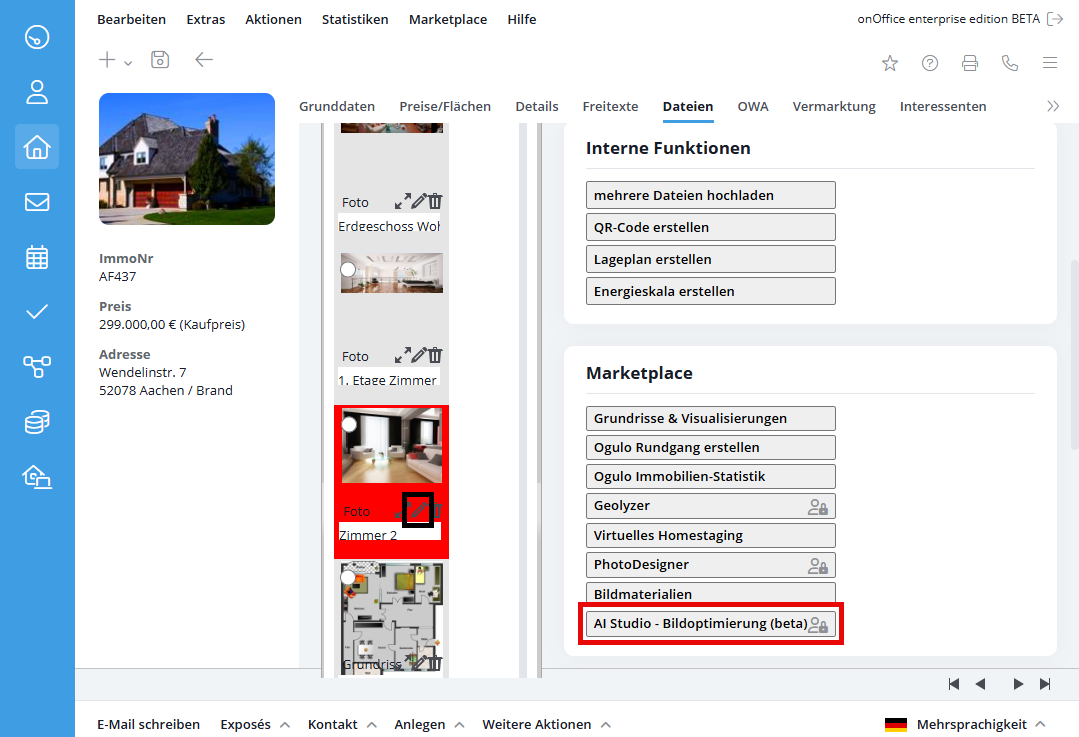 Auswahl des Bildes zum optimieren