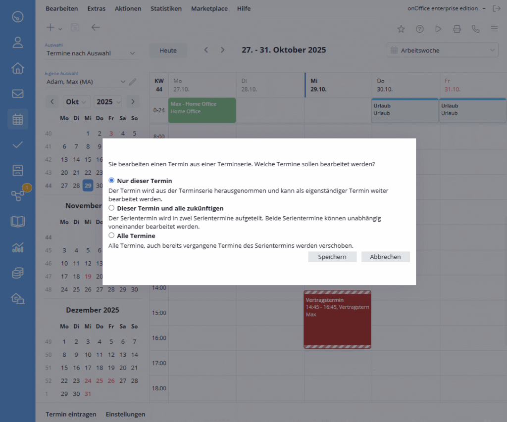Kalender - Serientermin verschieben