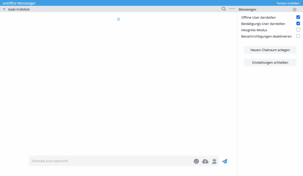 Messenger Einstellungen im Popup