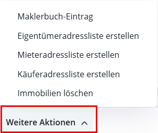 Untere Aktionenleiste Weitere