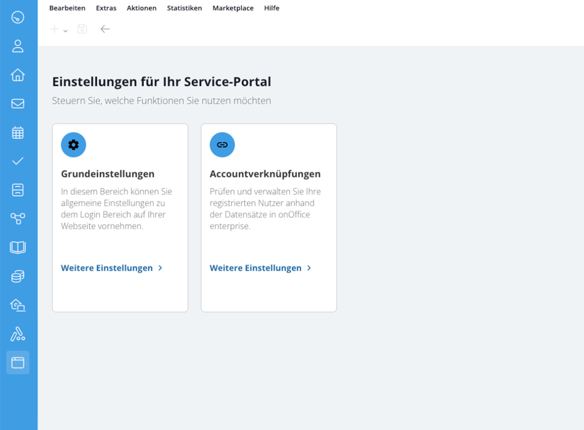 WP Webseite - Einstellungen Service-Portal 1