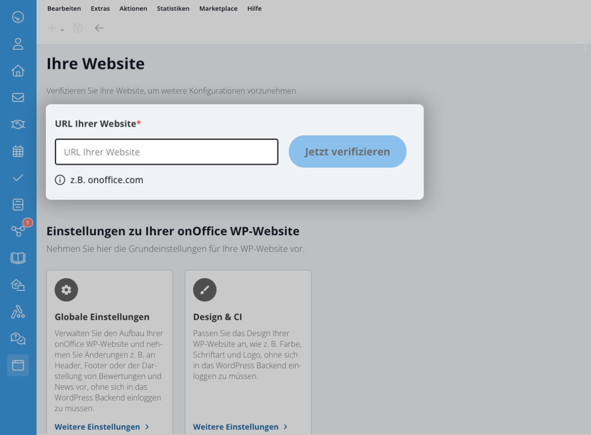 WP Webseite - Verifizieren