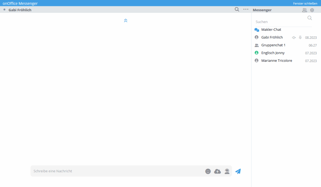 Ansicht des Messenger Popups
