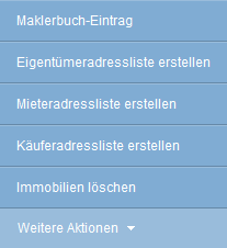 Immobilienliste Aktionsleiste weitere Aktionen