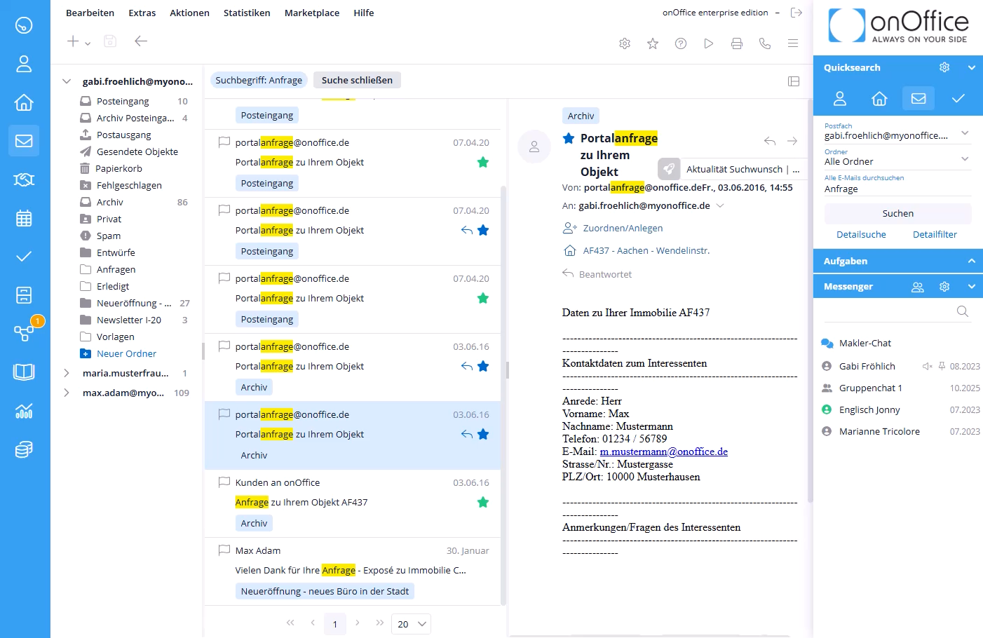 Ordnerübergreifenden E-Mailsuche